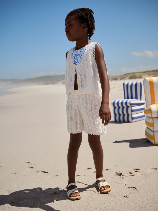 White Crochet Beach Co-ord Set (3-16yrs)