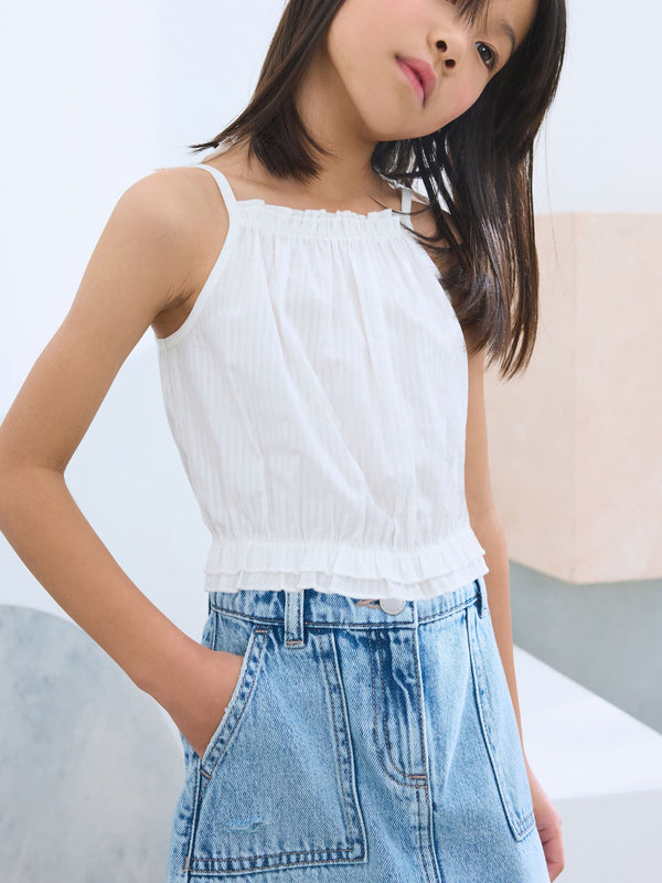 White 100% Cotton Camisole Top (3-16yrs)