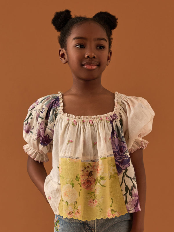 Cream/Yellow Patchwork Blouse (3-16yrs)