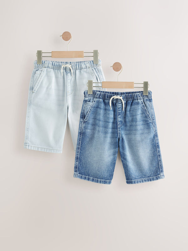 Bleach/Mid Blue Bermuda Pull On Denim Shorts 2 Pack (3-16yrs)