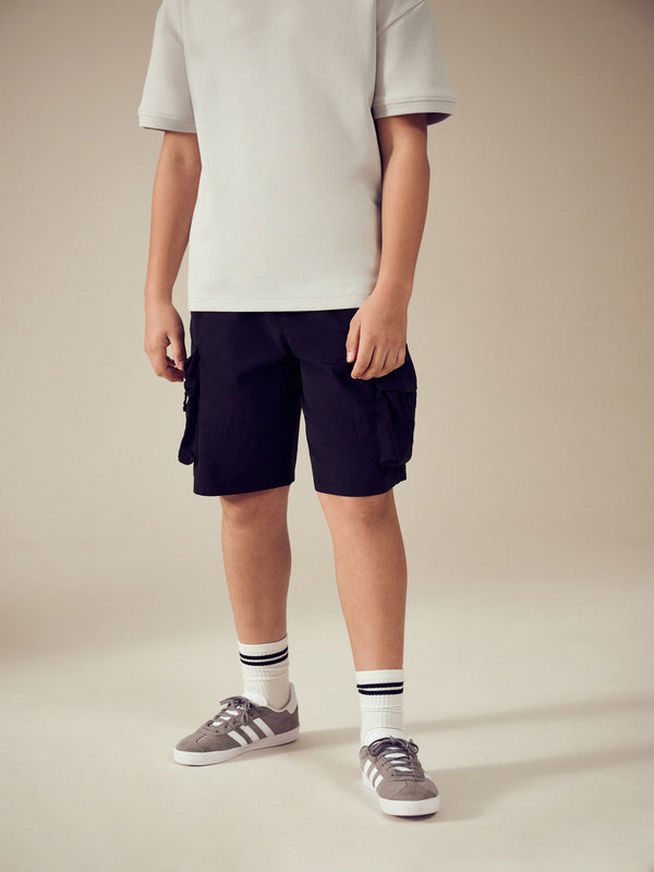 Black 3D Pocket Cargo Shorts (3-16yrs)