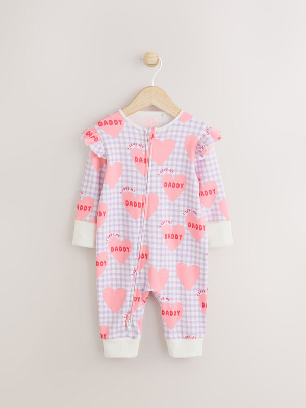 Lilac Mummy Family Two Way Zip 100% Cotton Sleepsuit (0mths-2yrs) (0mths-2yrs)