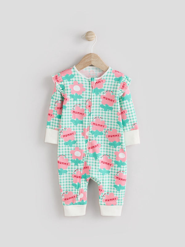 Green Daddy Family Two Way Zip 100% Cotton Sleepsuit (0mths-2yrs) (0mths-2yrs)