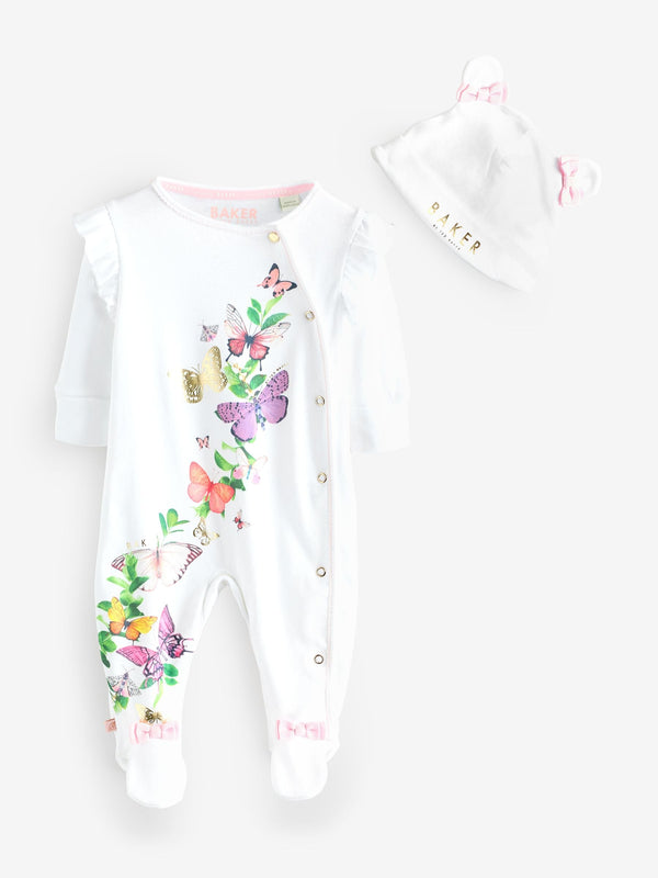 Baker by Ted Baker 2 Piece 100% Cotton Printed Sleepsuit & Hat Set