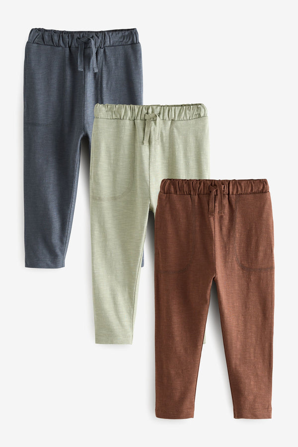 Rust Brown/Sage/Charcoal Grey Lightweight 100% Cotton Jersey Joggers (3mths-7yrs)