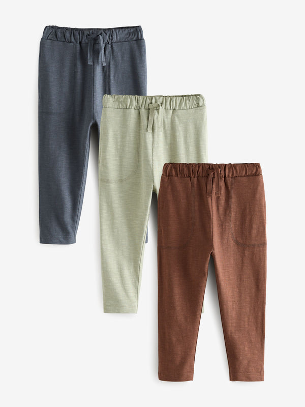 Rust Brown/Sage/Charcoal Grey 100% Cotton Lightweight Jersey Joggers (3mths-7yrs)