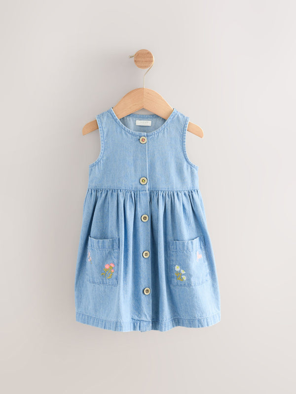 Denim Sleeveless Pocket 100% Cotton Dress (3mths-8yrs)