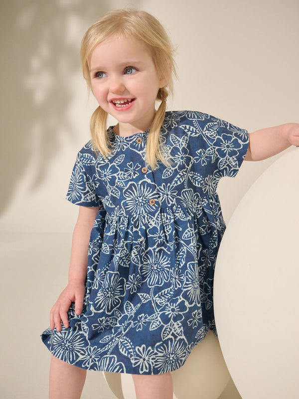 Blue Batik Relaxed Summer Dress (3mths-8yrs)