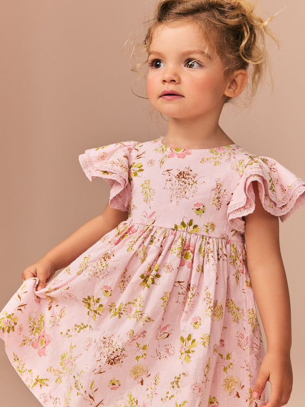 Pink Angel Sleeve Dress (3mths-8yrs)
