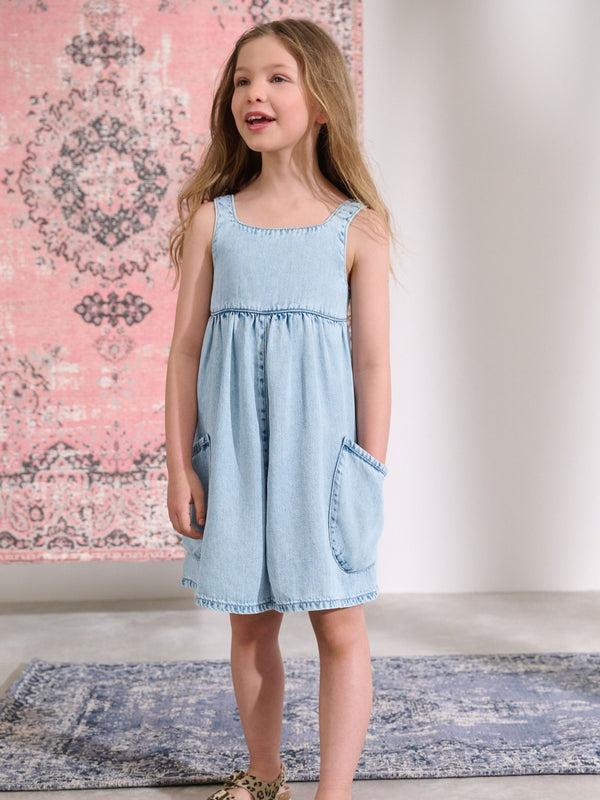 Mid Blue Denim Playsuit (3-16yrs)