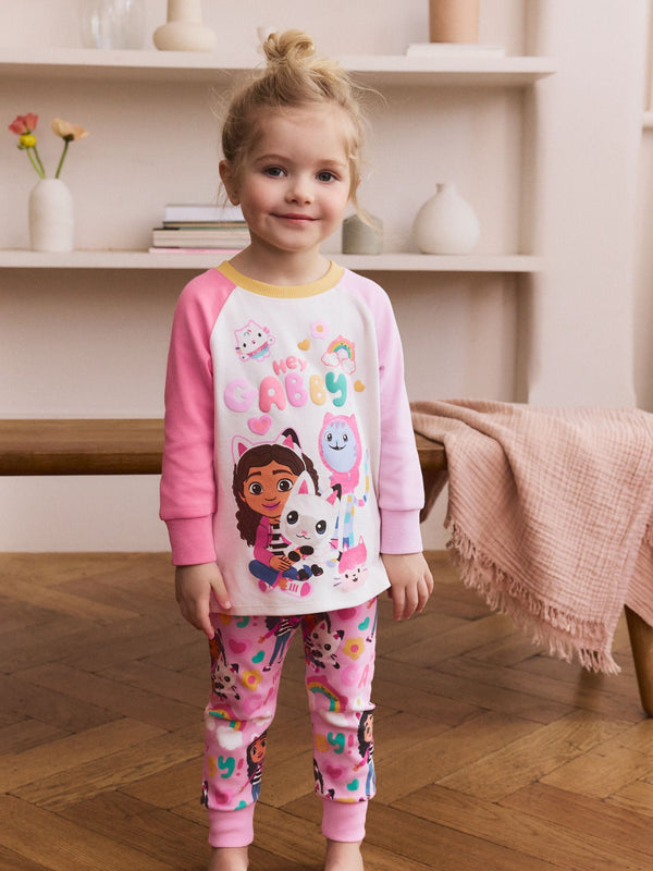 Pink 100% Cotton Gabbys Dollhouse Long Sleeved Snuggle Pyjamas (9mths-8yrs)