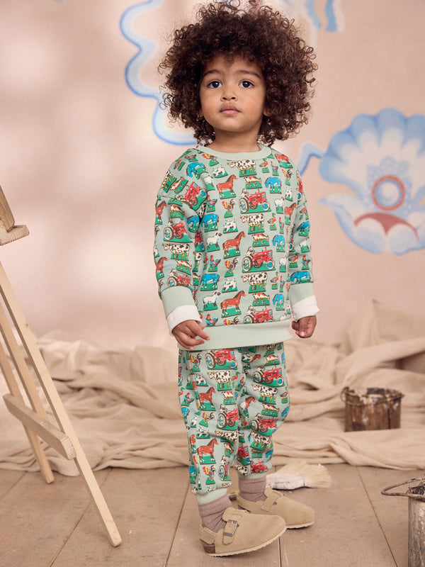 Green Cath Kidston Long Sleeve All-Over-Print Sweatshirt & Joggers Set (3mths-7yrs)