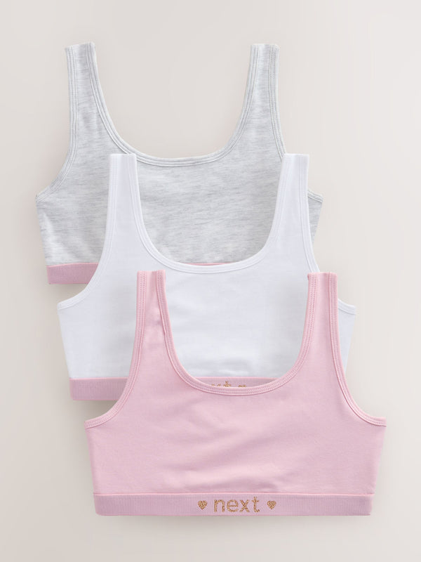 Pink/Grey Scoop Crop Tops 3 Pack (5-16yrs)