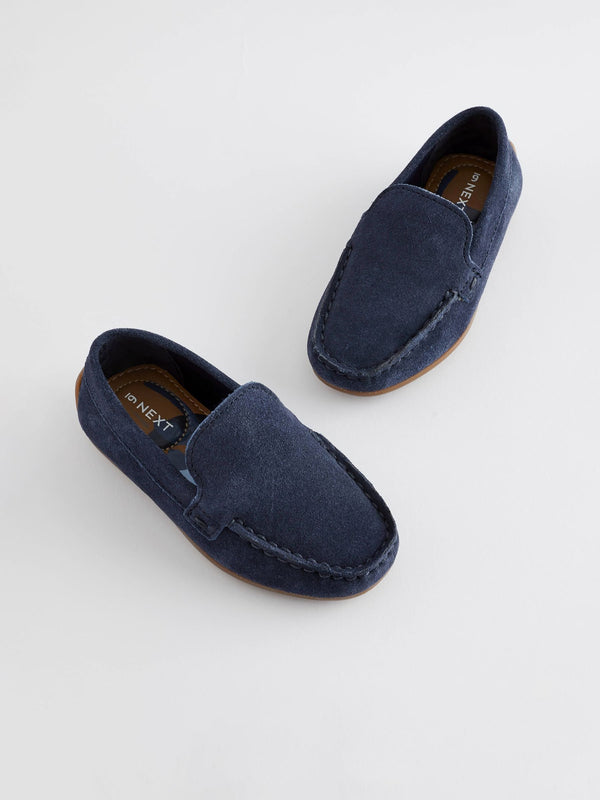 Navy Blue Wide Fit (G) Suede Slip-Ons Loafers Shoes