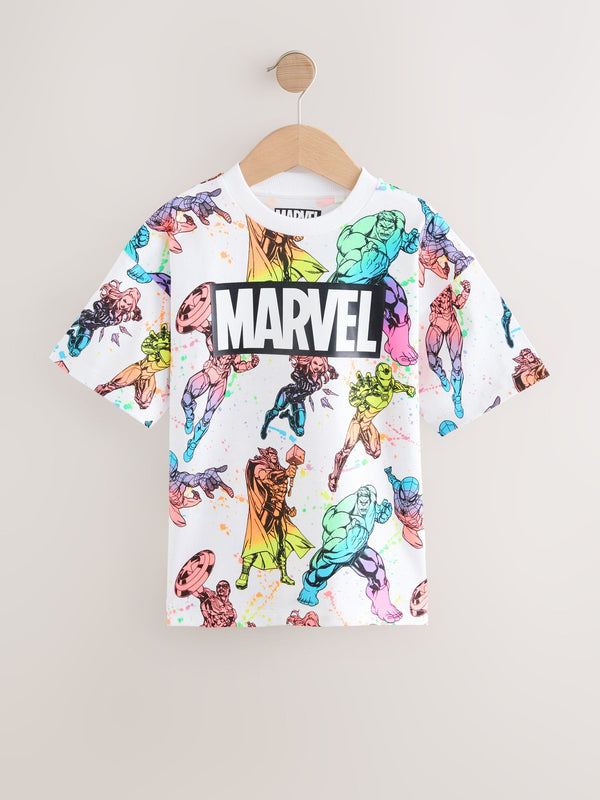 White Fluro Marvel Avengers License Short Sleeve T-Shirt (3-16yrs)