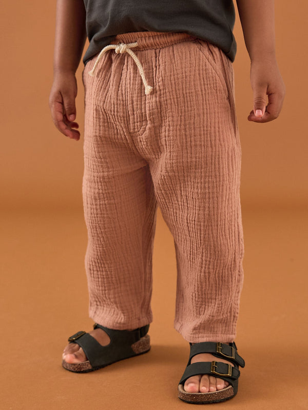Rust Brown Soft Textured 100% Cotton Trousers (3mths-7yrs)