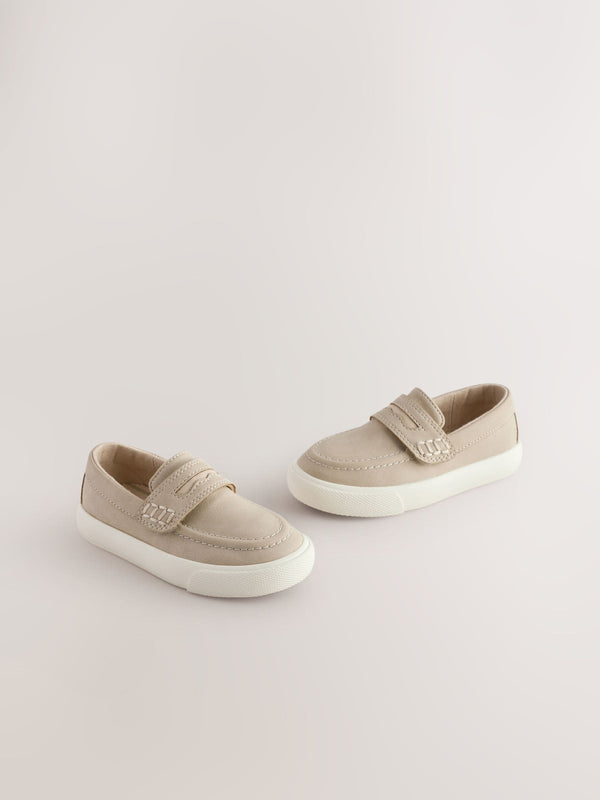 Neutral Wide Fit (G) Touch Fastening Penny Loafers