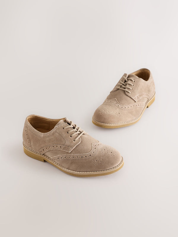 Neutral Wide Fit (G) Smart Leather Brogue Shoes