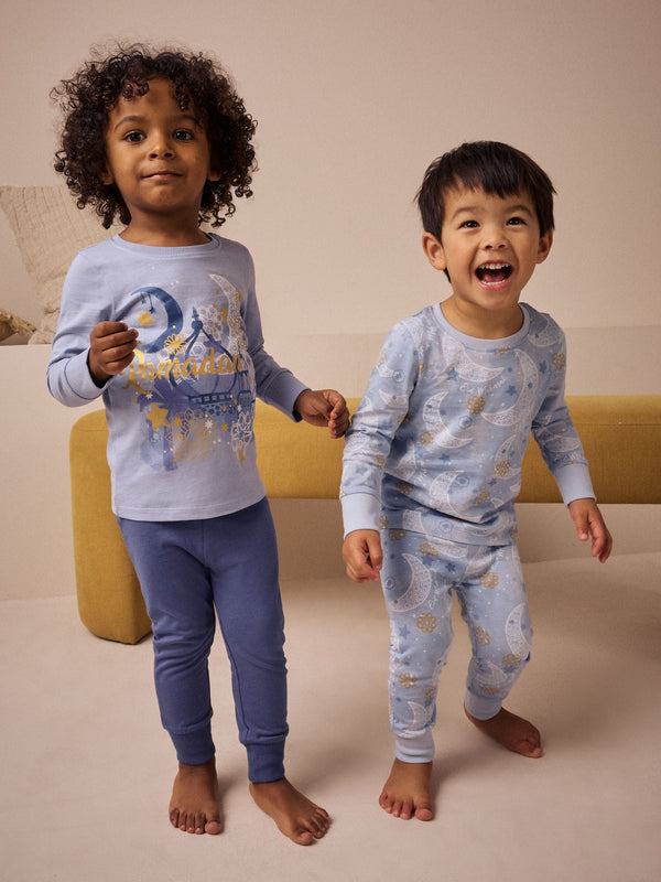 Blue EID Snuggle Fit 100% Cotton Pyjamas 2 Pack (9mths-12yrs)