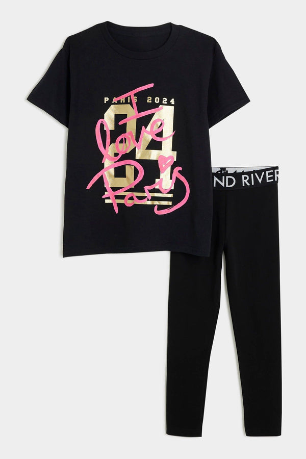 River Island Girls Graffiti Top and Legging set