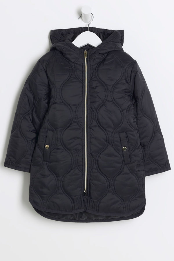 River Island Black Girls Hooded Padded Coat