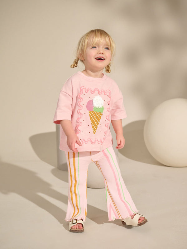 Pink Stripe Ice Cream Top & Flare Leggings Set (3mths-7yrs)