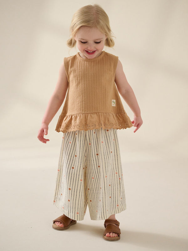 Neutral/Tan Frill Vest and Wide Leggings Set (3mths-7yrs)