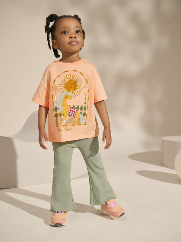 Pink Unicorn Short Sleeve T-Shirt and Flare Leggings Set (3mths-7yrs)