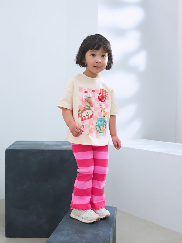 Pink Padded Picnic Characters Short Sleeve T-Shirt and Flare Leggings Set (3mths-7yrs)