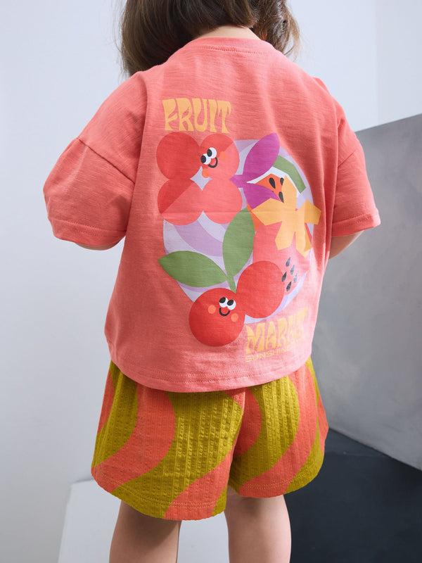Orange Cherry Short Sleeve T-Shirt and Shorts Set (3mths-7yrs)