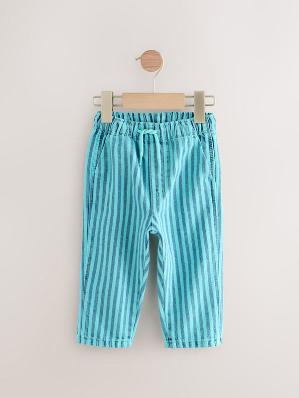 Blue Stripe Denim 100% Cotton Pull On Lightweight Jeans (3mths-7yrs)