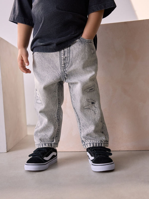 Grey Denim Distressed 100% Cotton Jeans (3mths-7yrs)