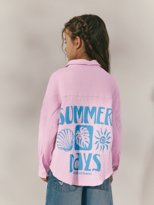 Pink Printed 100% Cotton Shirt (3-16yrs)