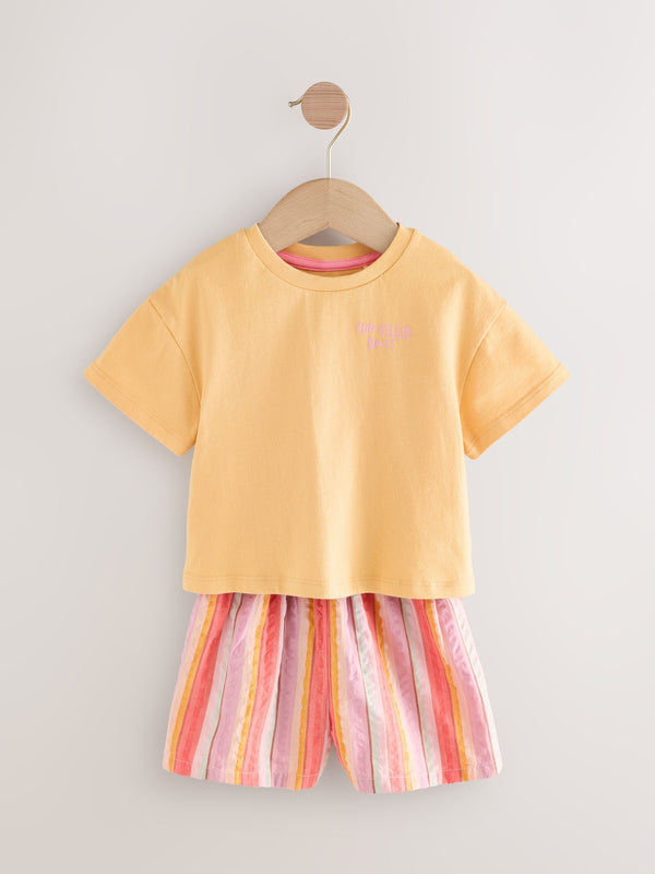 Orange 100% Cotton T-Shirt and Shorts Set (3mths-7yrs)
