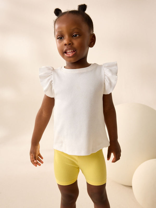 Ecru Frill Shoulder Ribbed Vest (3mths-7yrs)