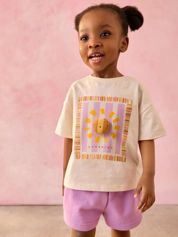 Ecru Padded Sun Character Short Sleeve T-Shirt (3mths-7yrs)