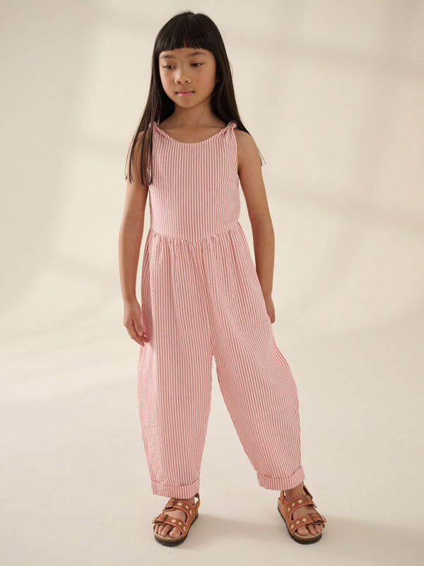 Pink Stripe 100% Cotton Barrel Playsuit (3-16yrs)