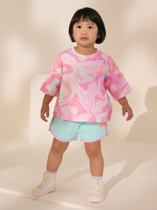 Pink Tie Dye 100% Cotton Top & Shorts Set (3mths-7yrs)