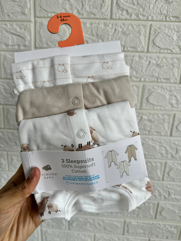 Primark sheep sleepsuit pack