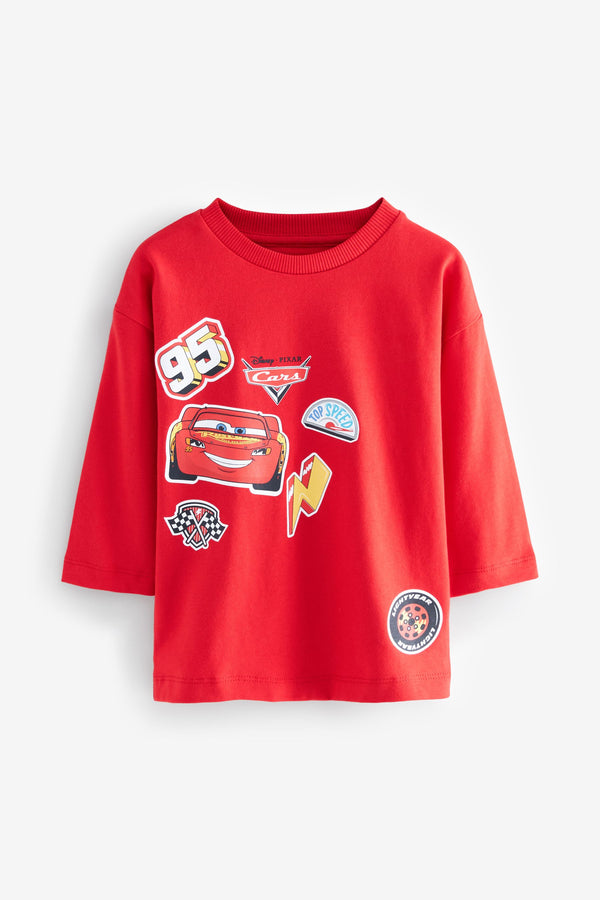 Red Long Sleeve 100% Cotton Cars T-Shirt (9mths-8yrs)