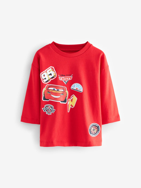 Red Long Sleeve 100% Cotton Cars T-Shirt (9mths-8yrs)