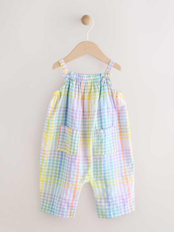 Multi Stripe Baby 100% Cotton Woven Dungarees (0mths-3yrs)