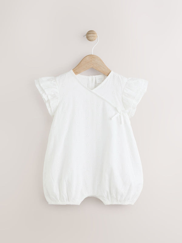 White Broderie Baby 100% Cotton Romper (0mths-2yrs)