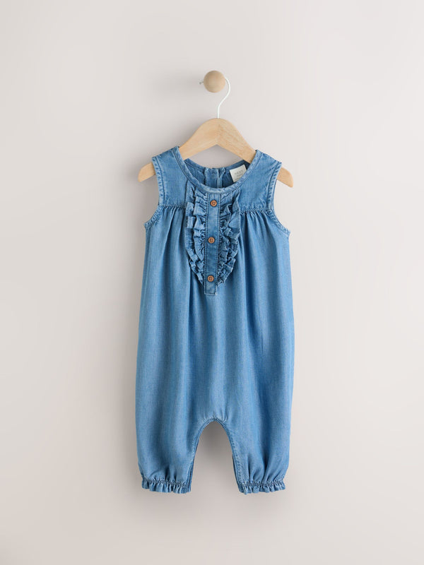 Denim Baby Frill Front Romper (0mths-2yrs)