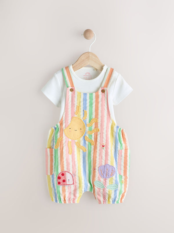 Multi Baby Short Sleeve Bodysuit and Dungarees Set (0mths-2yrs)