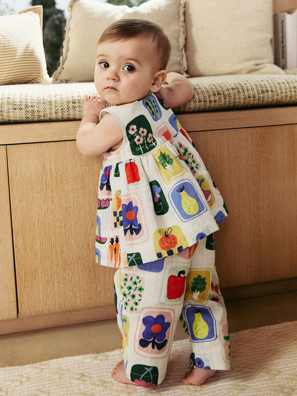'Multi Bright Strawberry/ Apple 100% Cotton Baby Top and Trousers Set (0mths-2yrs) (0mths-2yrs)