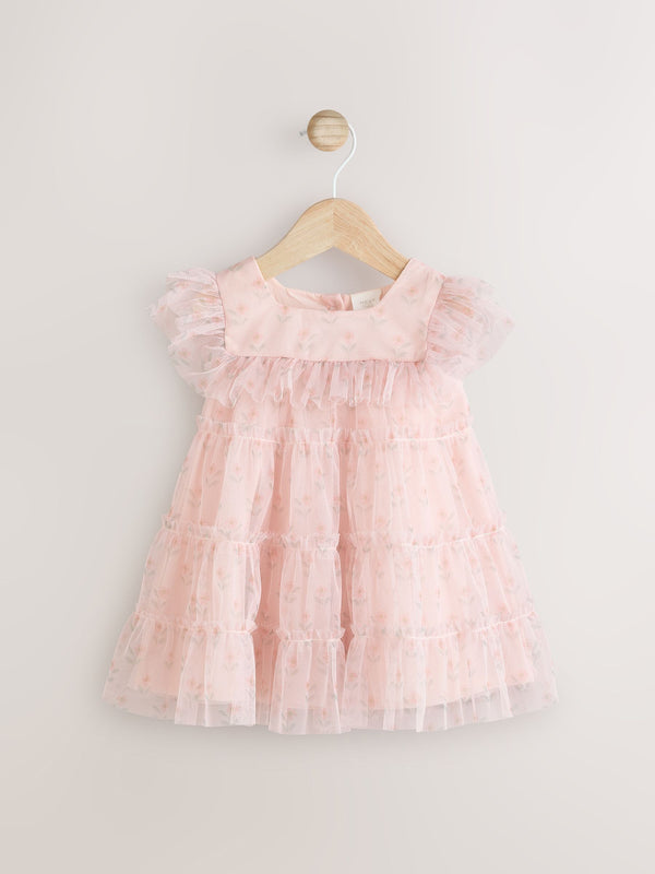 Pink Mesh Baby Dress (0mths-2yrs)