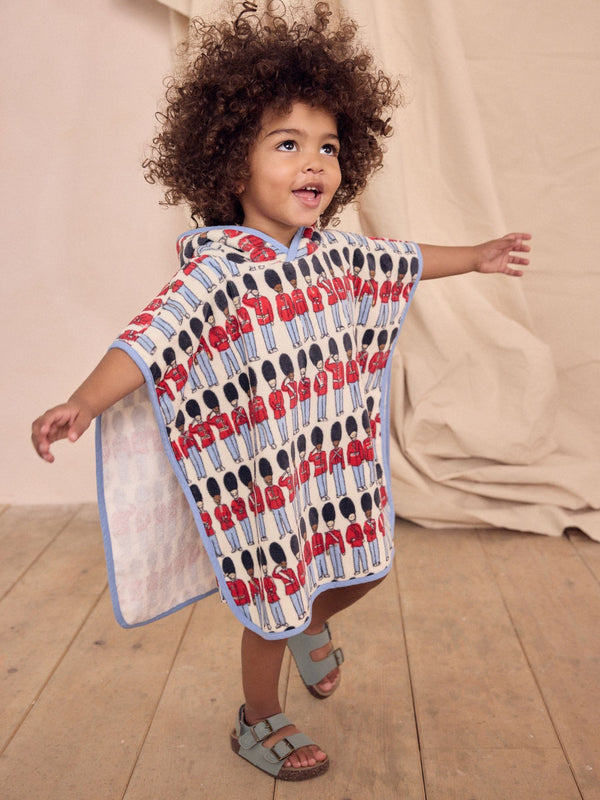 Red/Blue Cath Kidston 100% Cotton Towelling Poncho (9mths-6yrs)