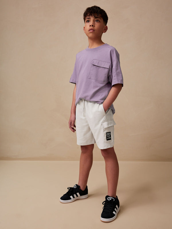 Purple/Cement 100% Cotton Utility Short Sleeve T-Shirt and Shorts Set (3-16yrs)