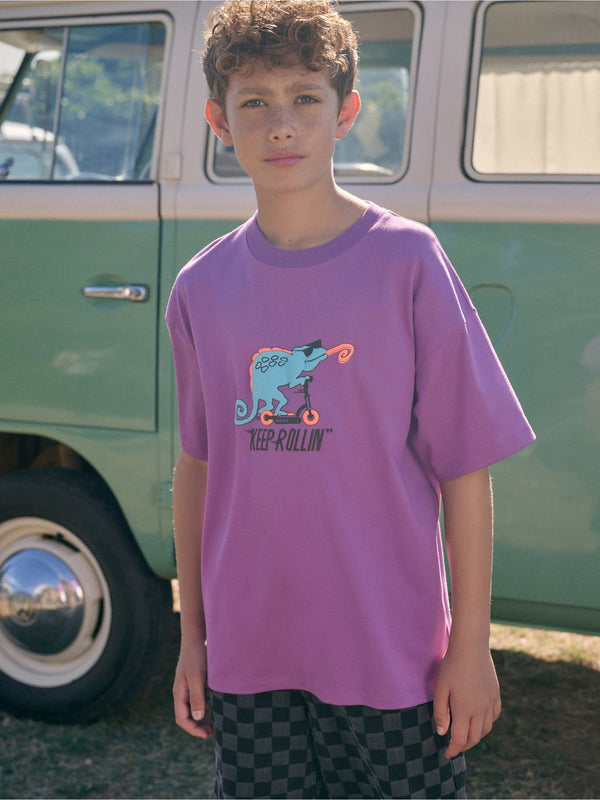 Purple Lizard Relaxed Fit Short Sleeve Graphic Print T-Shirt (3-16yrs)